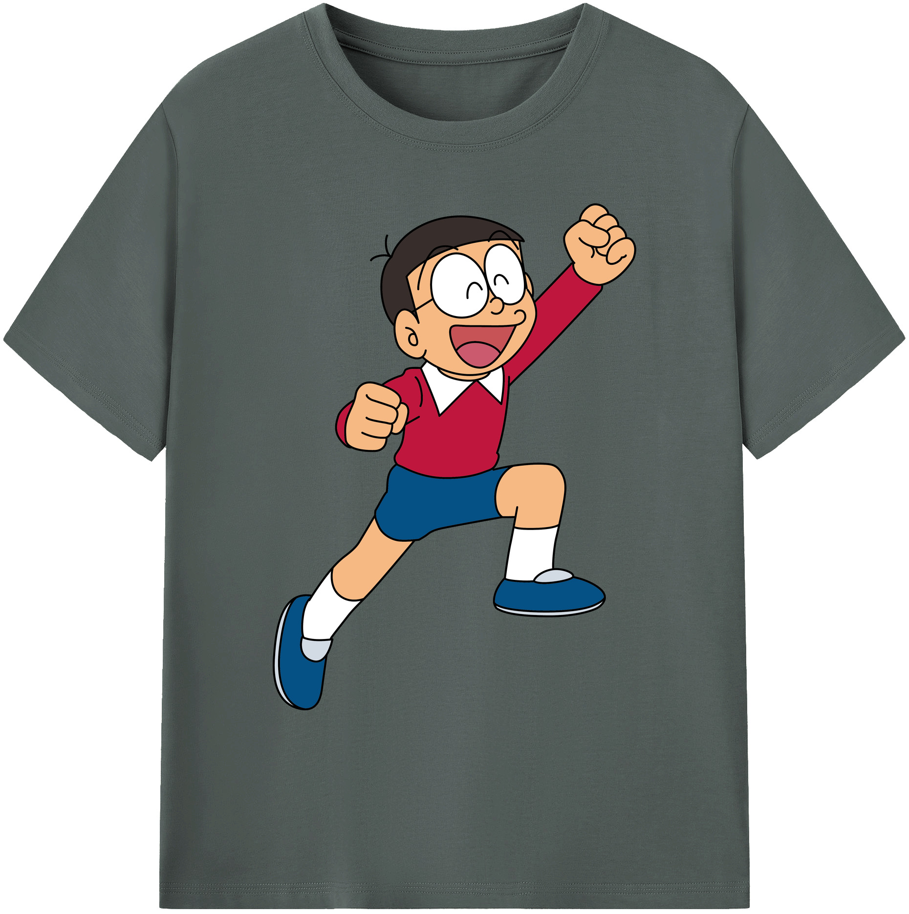 （画像用） ドラえもん 野比 のび太 Doraemon Nobita Nobi 綿100％ メンズ半袖Tシャツ｜肌触りやわらか＆通気性
